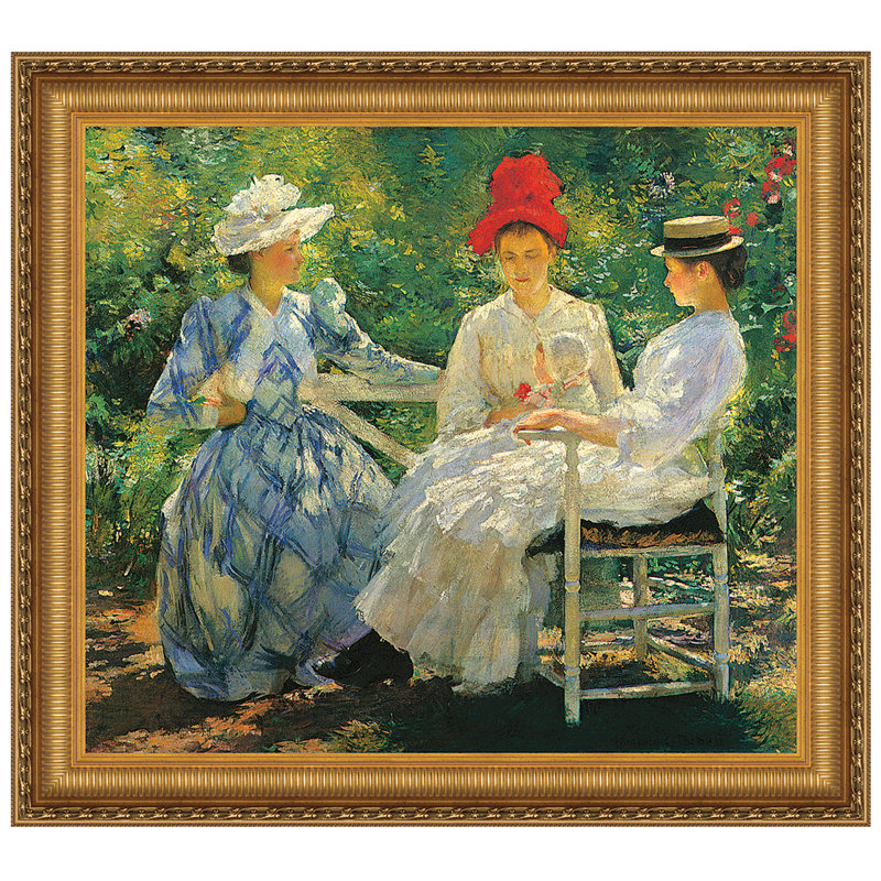 Large Framed Impressionist Canvas Painting in Gold Frame