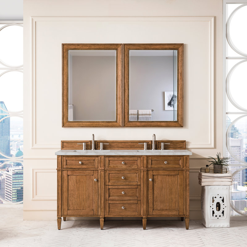 Brittany 60'' W Double Vanity, Saddle Brown, Victorian Silver