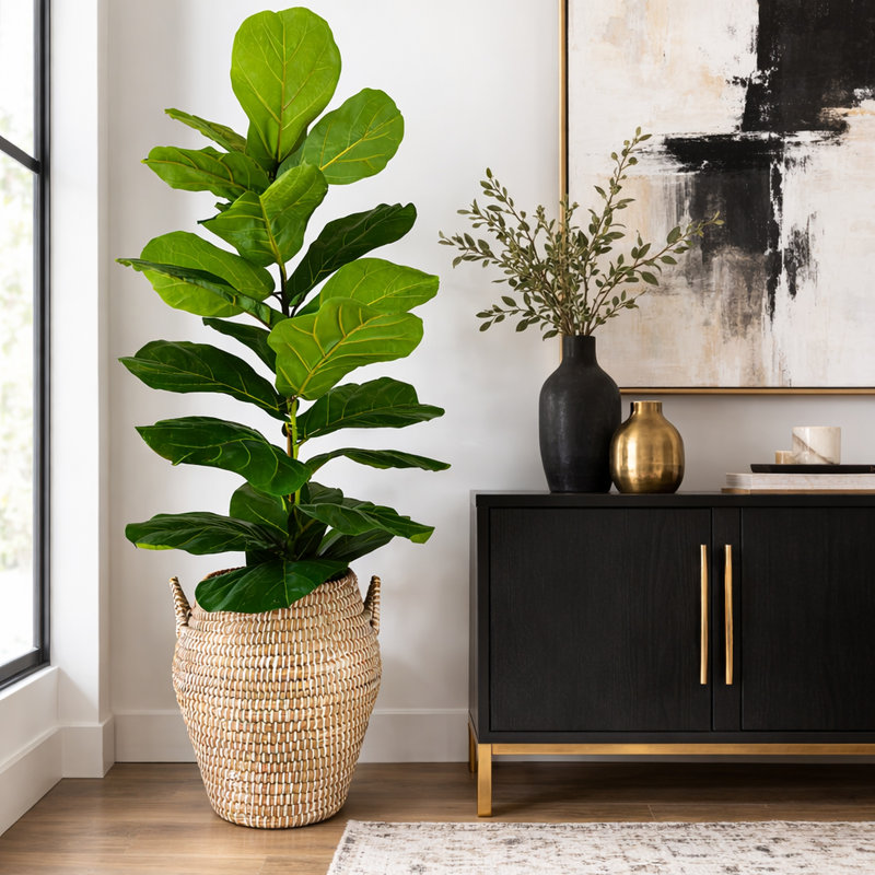 Plante de figue 5 pieds dans un panier moka crème