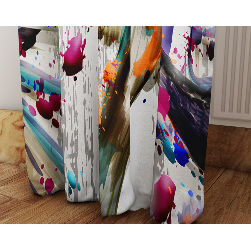 Paire de rideaux semi-transparents Watercolor Paint Splatter Birds, L 40 po x L 52 po