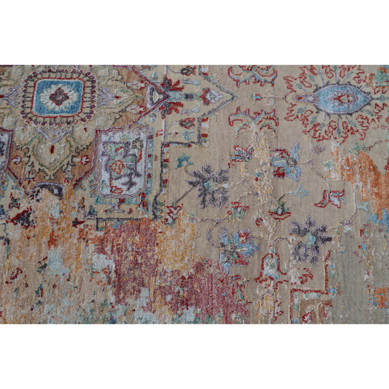 Hand Knotted Abstract Indoor Rug, Rectangle 6' x 9'