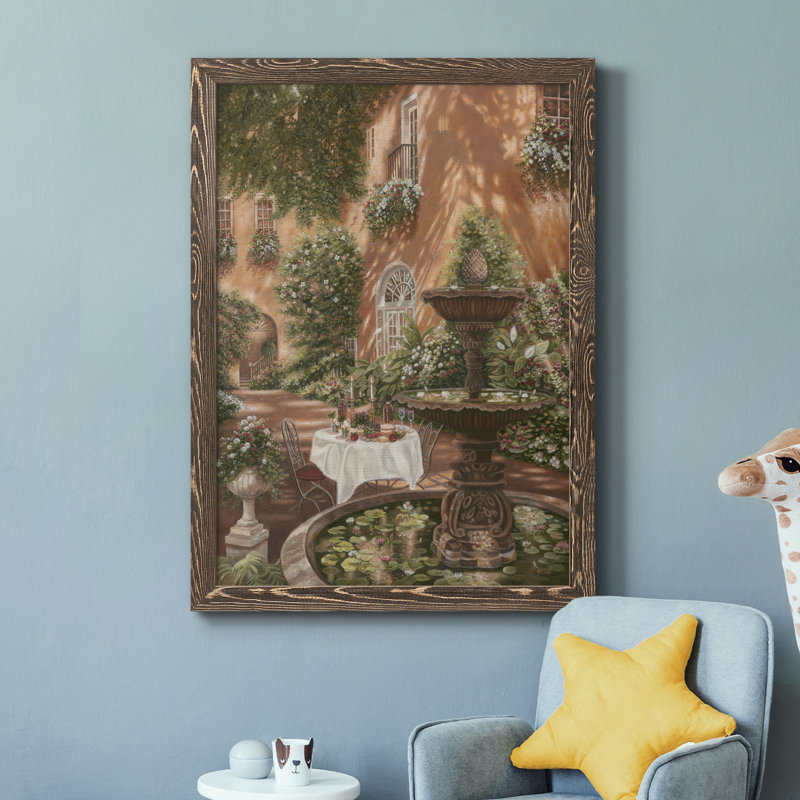 Evening Cocktail II - peinture sur toile encadrée, Encadré de bois de noyer, H 37,5 po x l 27,5 po x P 1,5 po