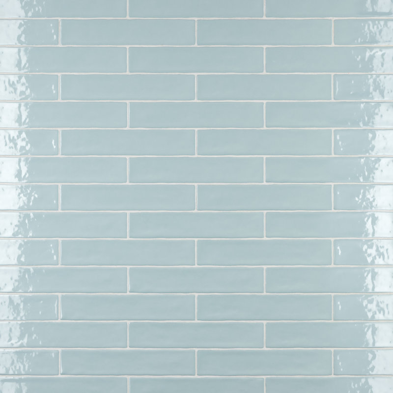 Chester 2" x 10" Ceramic Brick Look Subway Wall Tile, Aqua