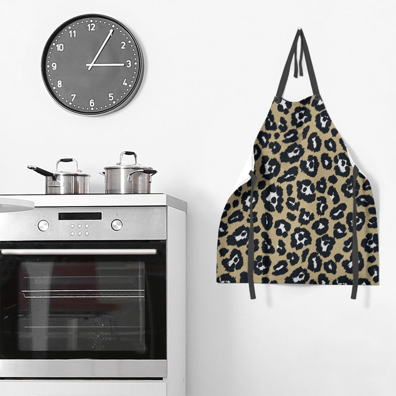 Animal Print Bib Apron, Beige/Black/White