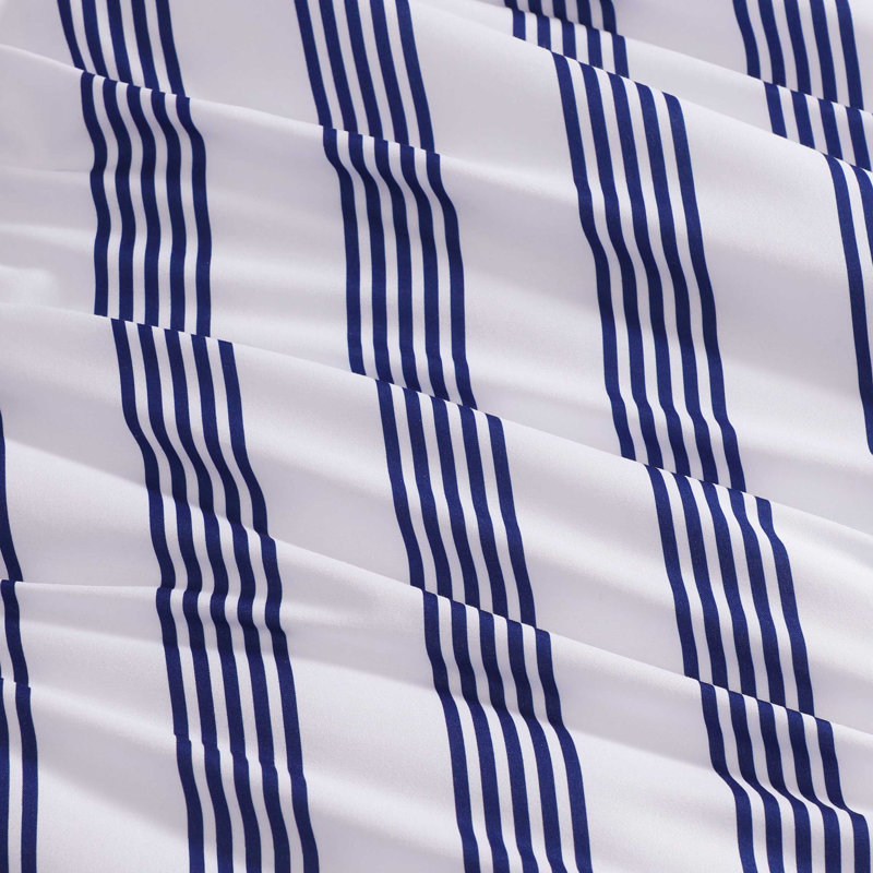Ensemble d'édredon réversible bleu Tommy Hilfiger, Édredon de grande taille et 6 pièces supplément, Campus à rayures bleues