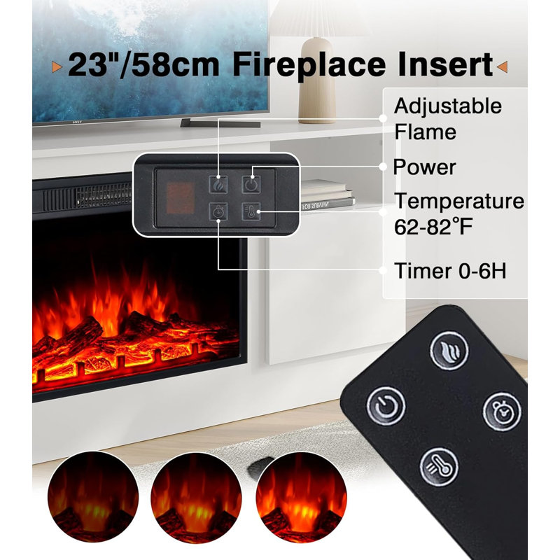 Bletsoe Brambly Cottage 147 cm W Electric Fireplace with 5000 BTU, White