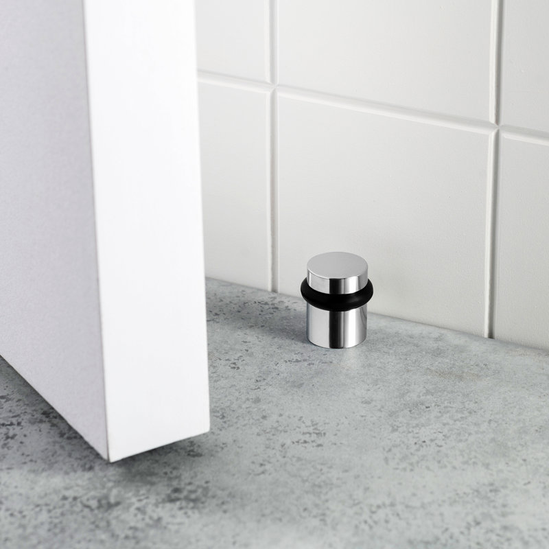 Brass Floor Mount Stop, Polished Chrome, 1.5" H x 1.15" W x 1.15" D