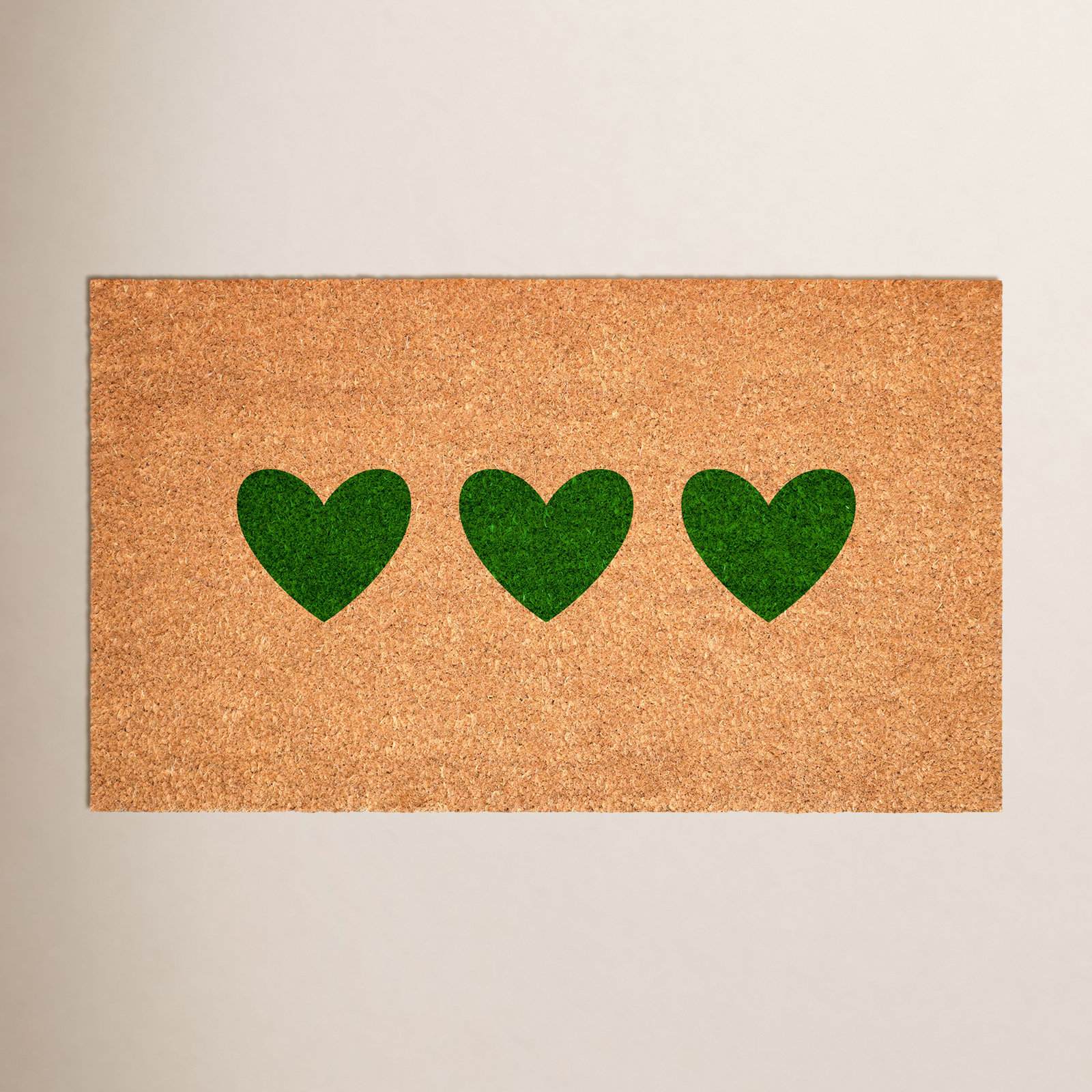 Green Trio Hearts Doormat