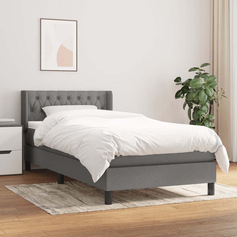 Allenby Fabric Bed, Single (3'), Dark Grey/Black