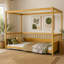 Cadre de lit à baldaquin simple avec garde-corps pour enfants, lit de sol simple à baldaquin, lit de sol pour enfants Montessori, cadre de lit à baldaquin en bois pour filles, garçons (simple, naturel)