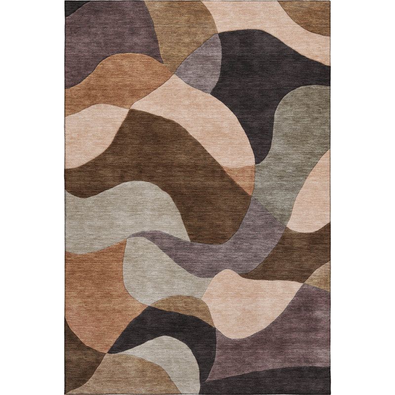 Premium Machine Washable Mayfield AMF2141 abstract Rug, 8' x 10', Chocolate