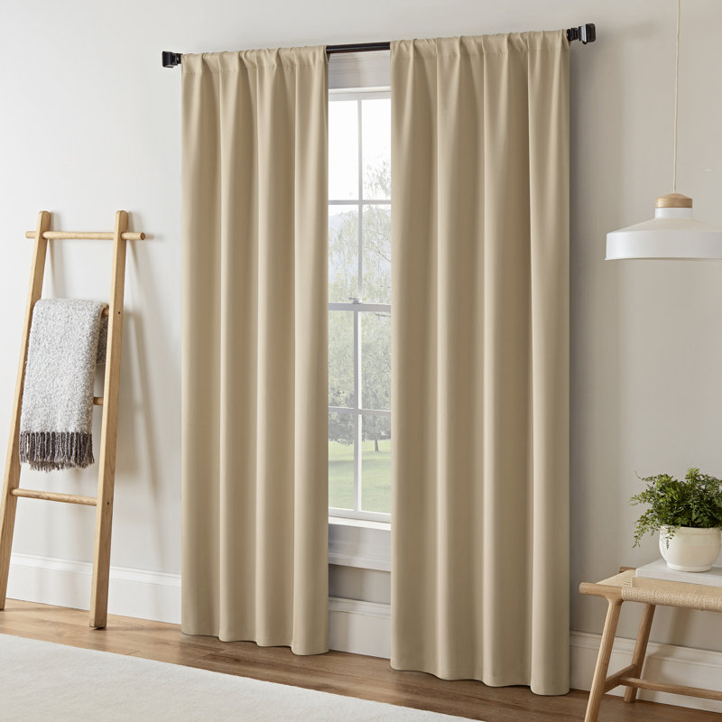 Wheat Blackout Polyester Rod Pocket Window Curtains 84" x 37"