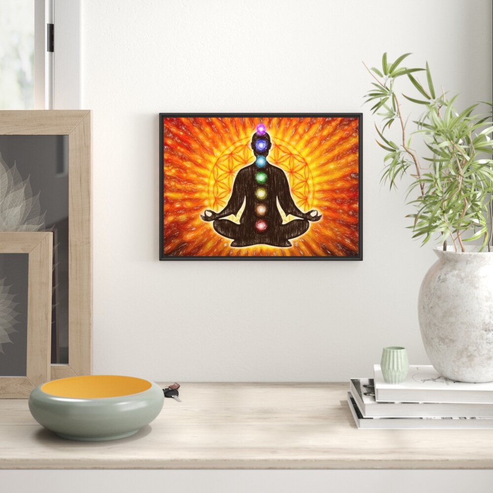 Gerahmtes Wandbild Meditation mit den 7 Chakren