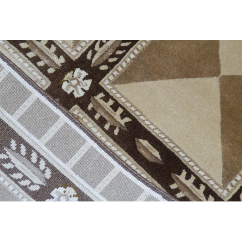 Tapis beige et brun noué à la main de haute qualité