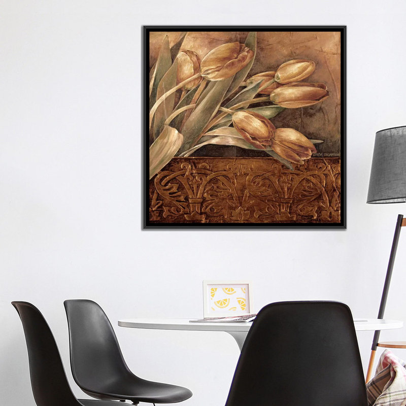 « cuivre tulipes ii », impression sur toile, H 37 po x l 37 po x P 1,5 po, Toile tendue, Pas de tapis
