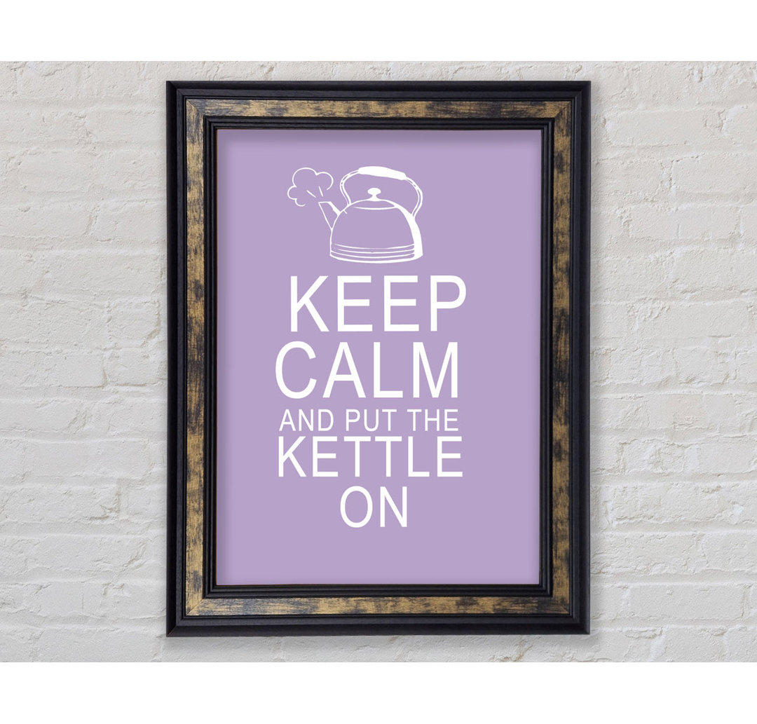 Zitat aus der Küche: "Keep Calm And Put The Kettle On Vivid Pink - Single Picture Frame Art Prints