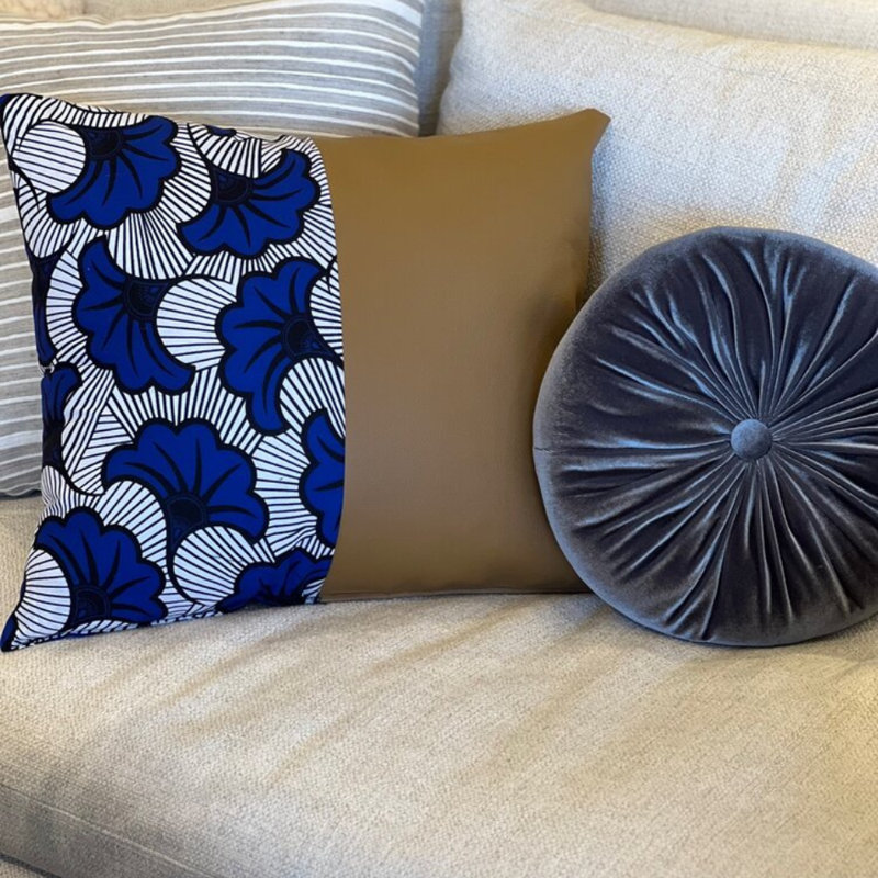  Housse et insert de coussin décoratif carré en vinyle pour l'intérieur et l'extérieur, 18 po x 18 po