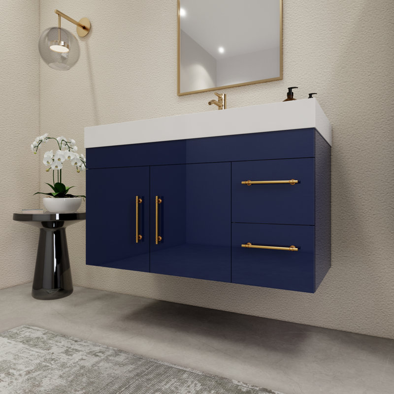 Ensemble de meuble-lavabo simple mural 41,9 ", Bleu nuit