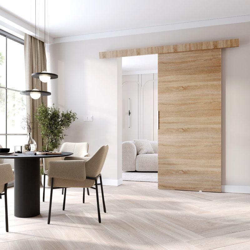 Lennen Sliding Door Prefinished, 205cm H x 86cm W x 1.6cm D, Sonoma Oak