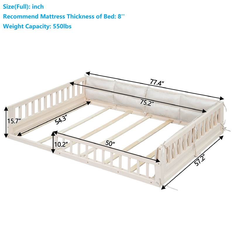 Lit plateforme tapissier Sherlon, Beige