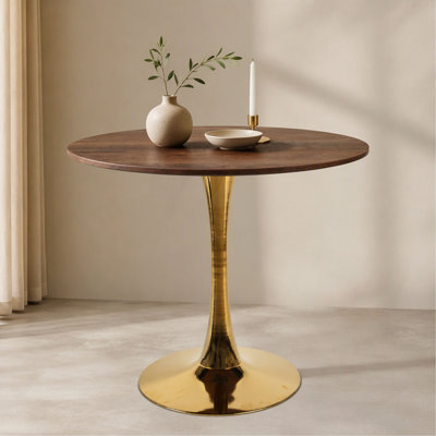 Table tulipe de style milieu du siècle avec pied central de 80 cm (31,5 po), plateau rond en MDF, idéale pour 2 à 4 personnes. Elle peut aussi servir de table d'appoint ou de table basse.