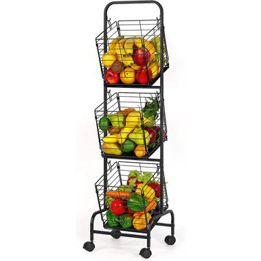 Vegetable Storage Rack Fruit Basket Cart Organizer Holder Rolling Kitchen  Metal