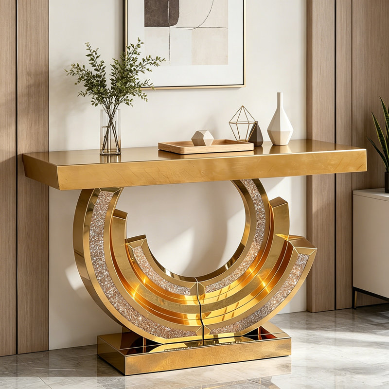 Console en miroir avec base robuste, Brun