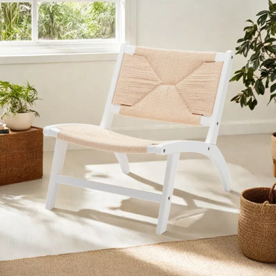 Chaises de salle à manger tissées, chaise tissée en corde de chanvre naturelle, chaises de ferme en bois sans accoudoirs, chaise d'appoint Boho pour le salon