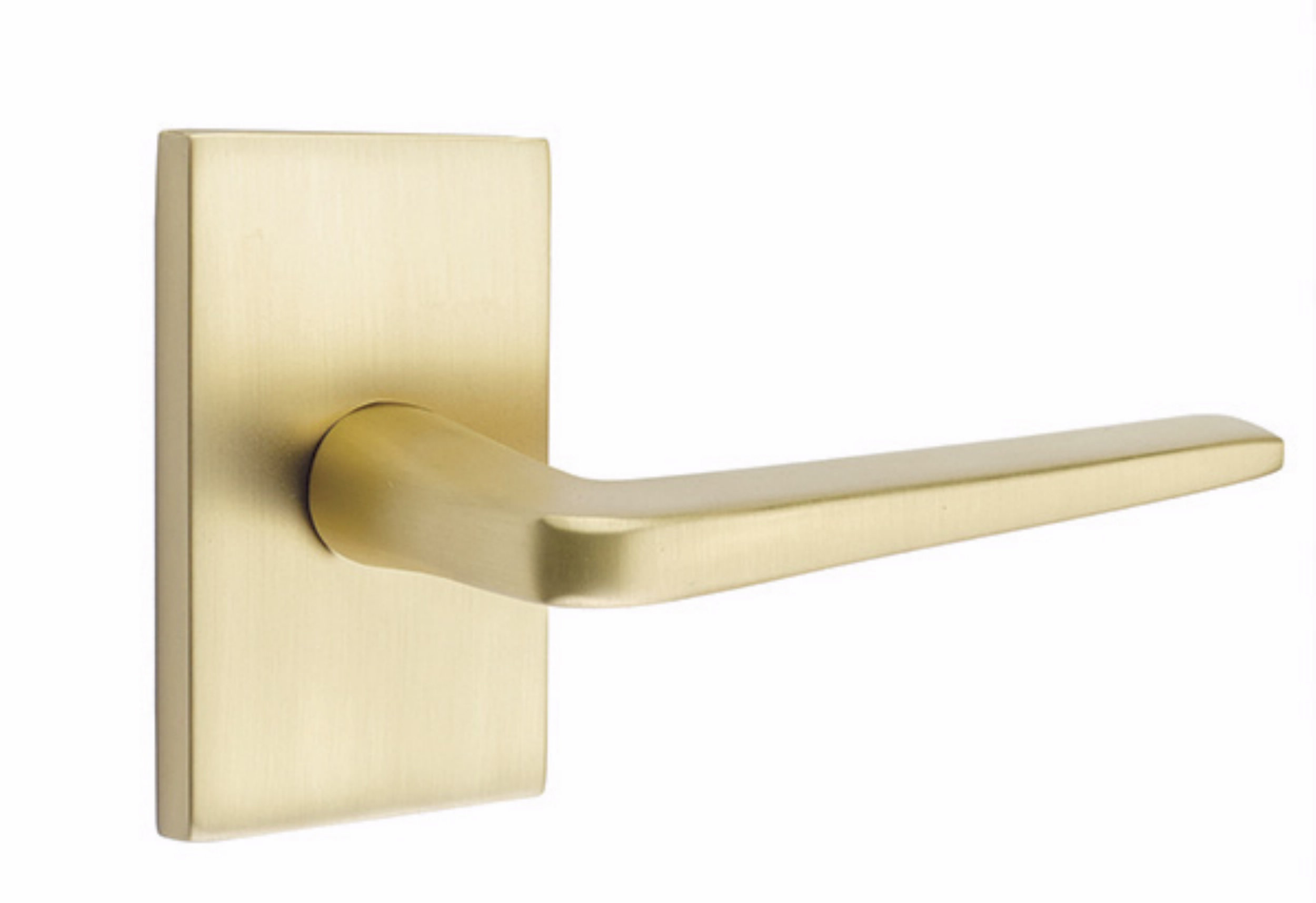 Emtek Modern Classic Brass Passage Leverset w/ Modern Rectangular ...