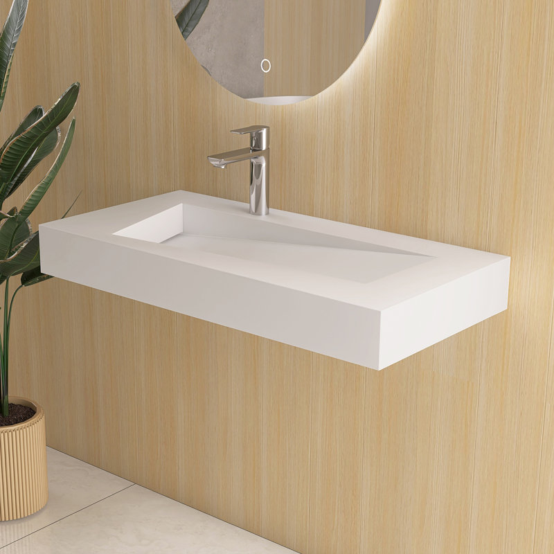 Lavabo de salle de bain mural 35 "à surface solide