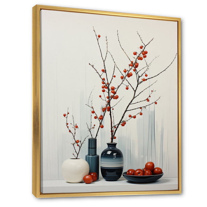 Linfert Red Beige Mid Century Minimalist Pottery, reproduction d'art sur toile encadrée, H 32 po x l 16 po x P 1 po