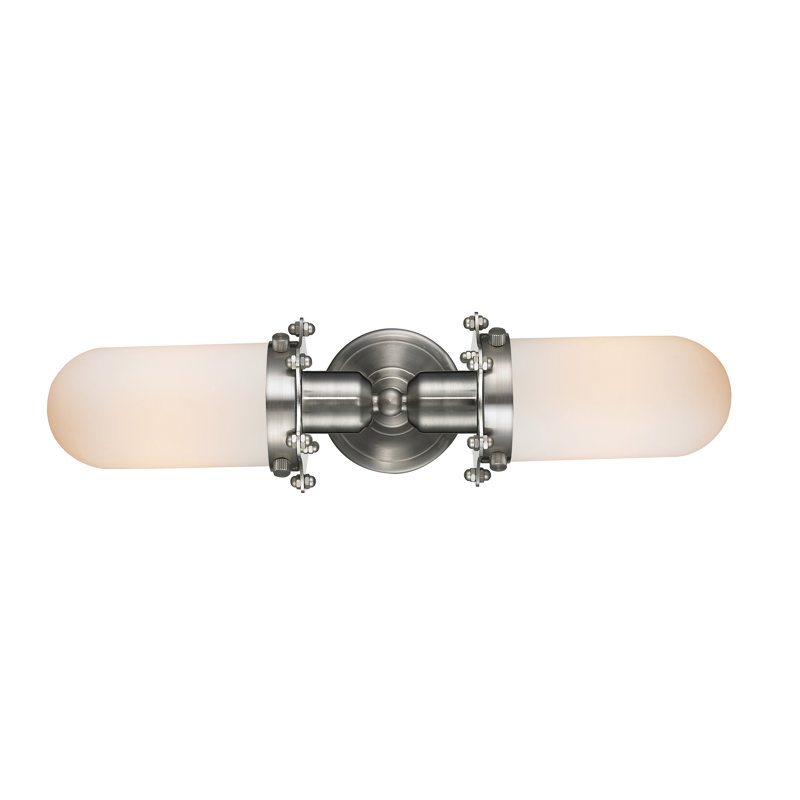 Mikell 2 - Light Dimmable Vanity Light, Brushed Satin Nickel, Matte White