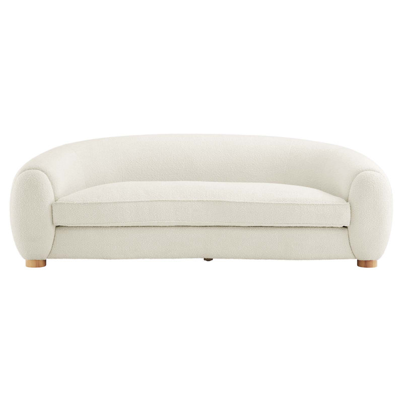Modway Abundant Boucle Upholstered Fabric Sofa, Ivory Velvet