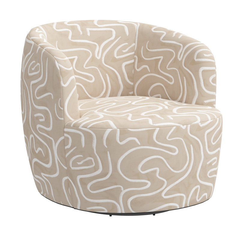 Fauteuil demi-tonneau pivotant Mina, Asbtract naturel Evelyn