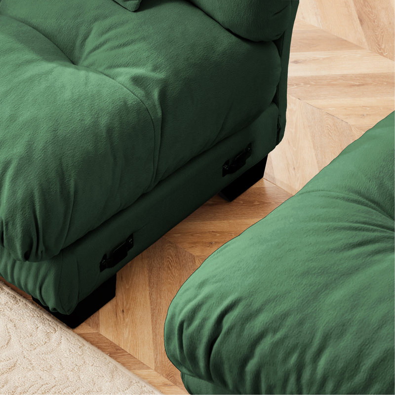 Stoughton Modern 2-Seater Chenille Upholstered Boneless Sofa, Green