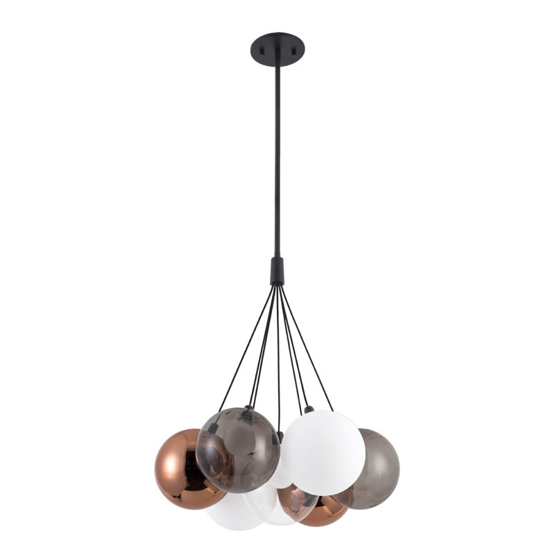 Bolla 17-in Gold dimmable LED Chandelier, Matte Black