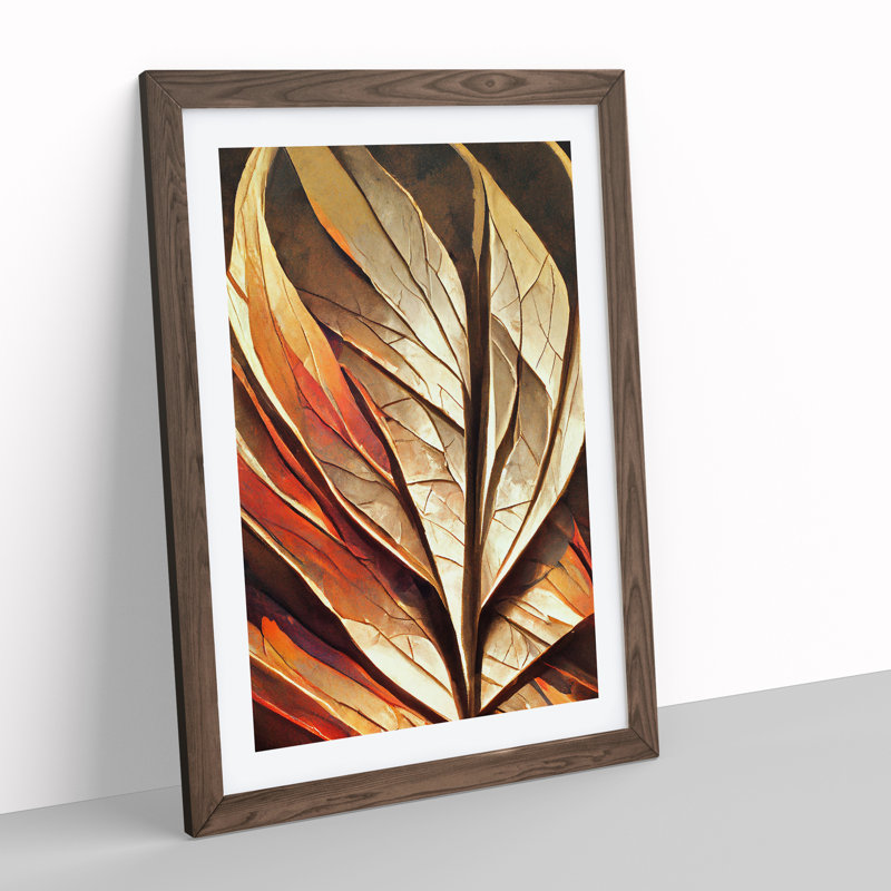 Abstract Autumn Leaf No.1 - Framed Print, 46cm H x 34cm W x 2cm D, Walnut