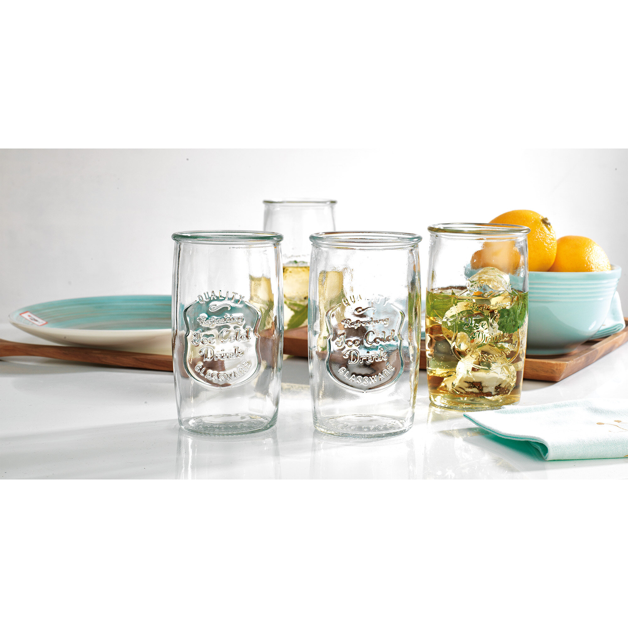  Home Essentials & Beyond Glassware Drinking Glasses Set Of 8 4  Highball (17 oz.) Kitchen Glasses