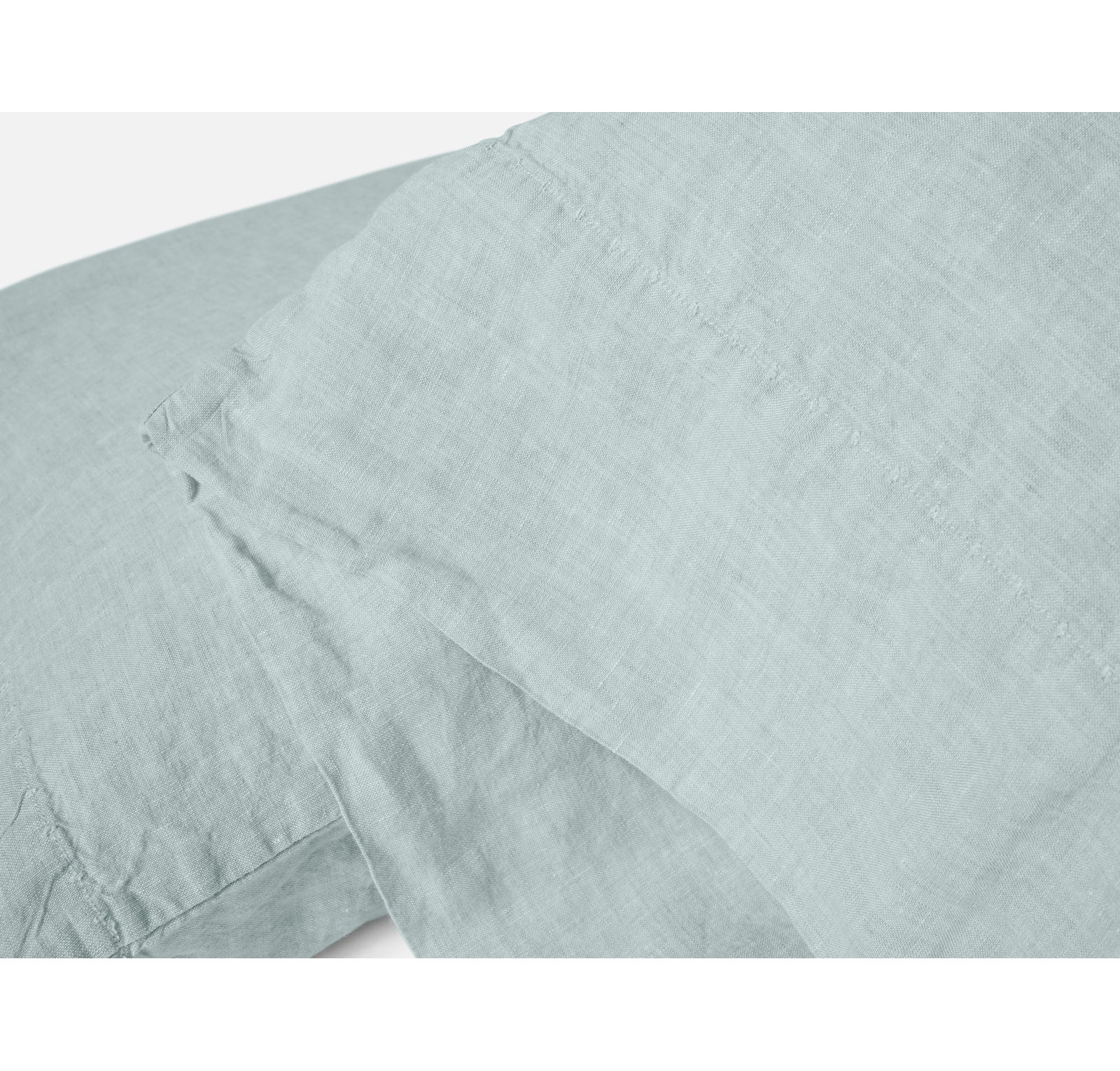 Organic Relaxed Linen Belgian Flax Linen Standard Pillowcase - Set of 2, King Pillowcase, Pacific Blue Chambray