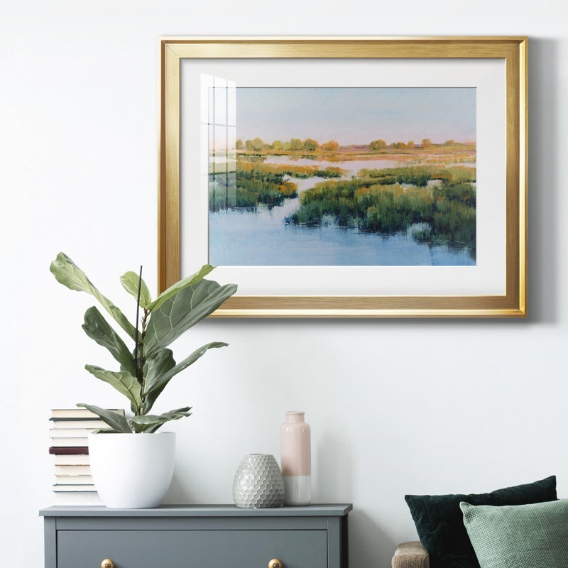Marshland View II, reproduction encadrée de qualité supérieure - prête à être accrochée, Doré, H 26,5 po x l 36,5 po x P 1 po