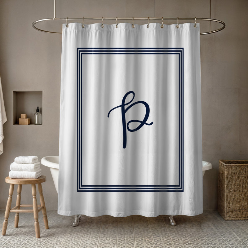 Rideau de douche simple , P, Bleu marine