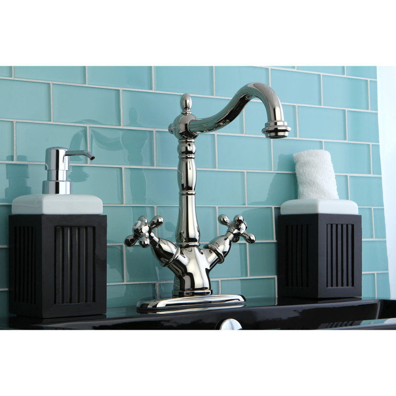 Kingston Brass Heritage Two-Handle 1-or-3 Hole Deck Mount Vessel Faucet, Polished Nickel
