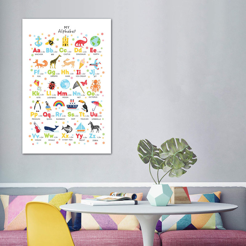Alphabet lumineux - imprimé, Toile tendue, Pas de tapis, H 60 po x l 40po x P 1,5 po