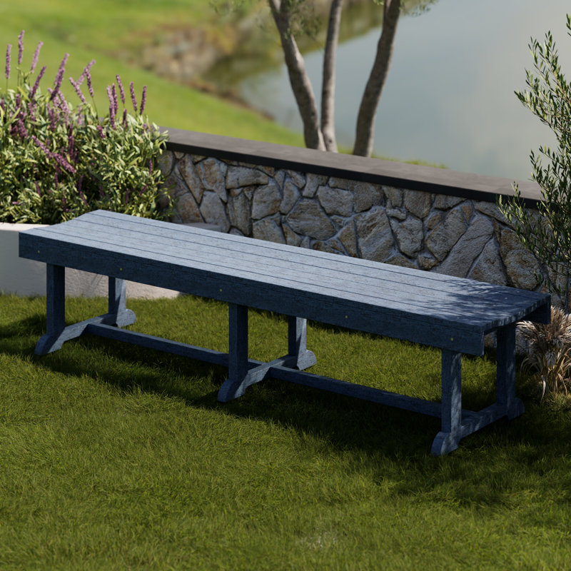 Plastic Outdoor Bench, Patriot Blue, 68”