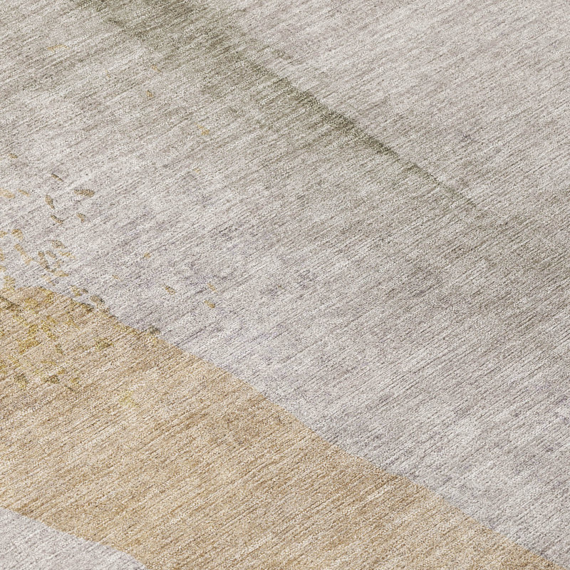 Machine Washable Indoor/Outdoor Xhevrie Beige Rug, Rectangle 3' x 5'