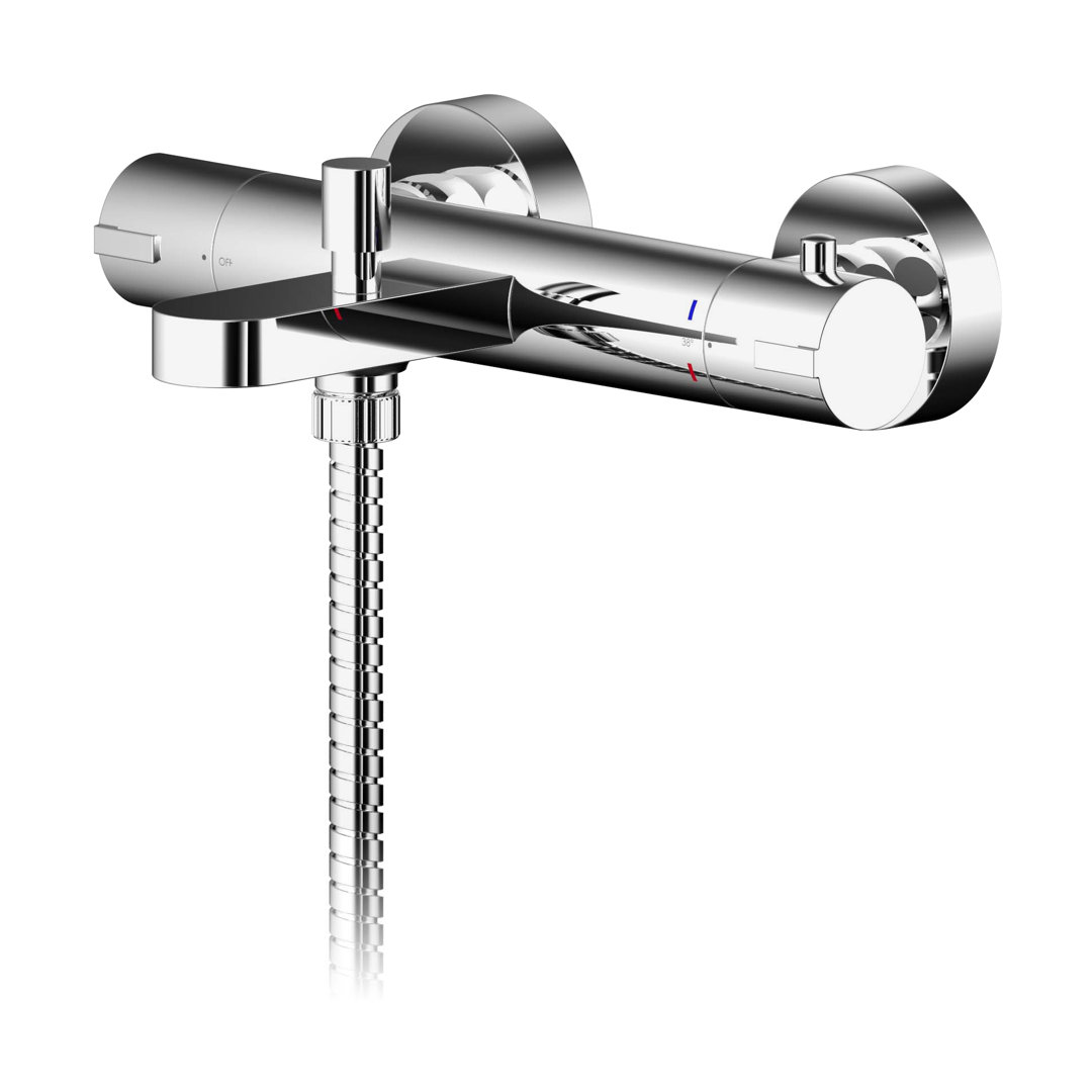 Binsey 2 Handle Wall Bath Shower Mixer Bath Filler with Diverter