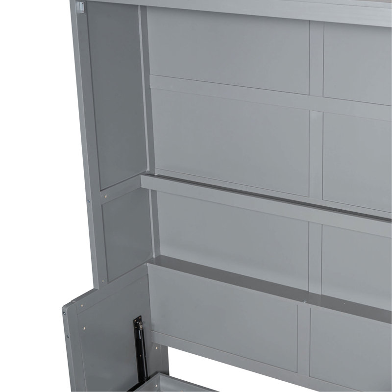 Grand lit gris avec esthétique élégante et fonctionnalité pratique