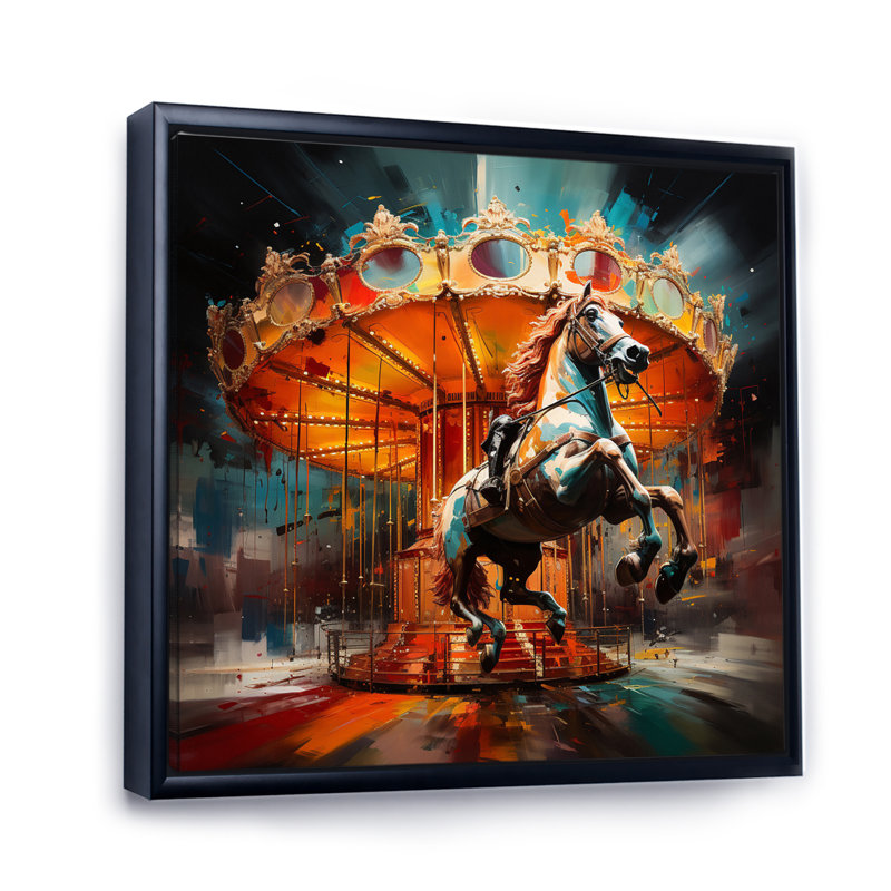 Dynamic Carousel - Carousel Canvas Art Print, Cadre flottant noir, H 30 po x l 30 po x P 1 po