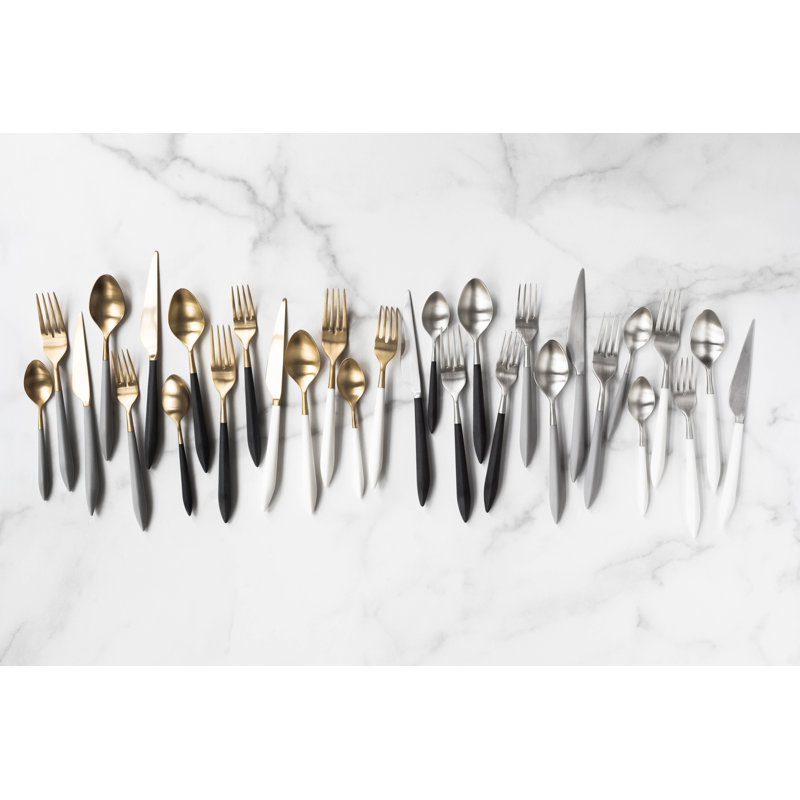 Ares Gold and White Stainless Steel 5-Piece Place Setting