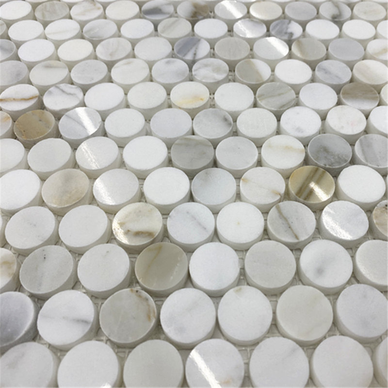 Calacatta 12" x 11" Marble Mosaic Tile, White/Gray